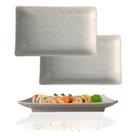2 Travessas Retangular Petisqueira pra Servir Comida Japonesa 18cm