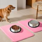 2 UN Base para Pote de Ração Pet: Reutilizável, Absorvente e Ecológico - tamanho M 70x50cm - Rosa