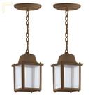 2 Un Luminaria Pendente Externo Colonial Plastico Marrom Alz15