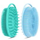 2 unidades de esfoliador corporal de silicone, bucha de silicone premium para mulheres, homens e crianças, esfoliação suave para banho e chuveiro para todos os tipos de pele (azul e verde)