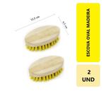 2 Unidades Escova De Limpeza Oval Madeira Multiuso Lava Roupas Tênis Tapete