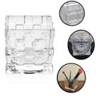 2 Vaso de Vidro Castiçal Porta Vela Cristal Quadrado Decorativo