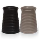 2 Vaso Em Cerâmica Chateau Preto Cinza Decoração Ambiente