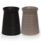 2 Vaso Em Cerâmica Chateau Preto Cinza Decoração Ambiente