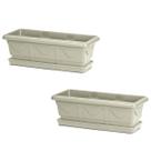 2 Vaso Jardineira Floreira Horta Romana Mármore 50cm + Prato 2 Vaso Jardineira Floreira Horta Romana Mármore 50cm + Prato