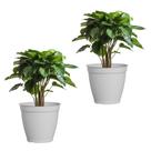 2 Vaso Redondo Rattan Grande Plástico Plantas Palmeira Cacto Jardim 44L Branco Marmorizado Plasnew