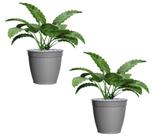 2 Vaso Redondo Rattan Grande Plástico Plantas Palmeira Cacto Jardim 44Litros Cinza Plasnew
