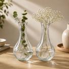 2 Vasos de Vidro Decorativo Pequeno Arranjo para Flores Mesa Posta Centro de Mesa Transparente Elegância Minimalista 2 Vasos de Vidro Decorativo Pequeno Arranjo para Flores Mesa Posta Centro de Mesa Transparente Elegância Minimalista