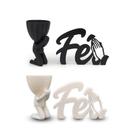 2 Vasos Decorativos Orando + 2 Palavra Fé Em 3d
