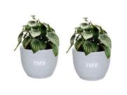 2 Vasos Planta Flor Decorativo Cone Casa Sala Luxo Polietileno P --Cinza
