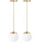 2 x Luminárias Lustre Pendente 2m Jabuticaba Globo Vidro 15cm Metal Teto Gimpo 2x-PJ15