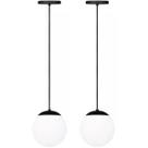 2 x Luminárias Lustre Pendente 2m Jabuticaba Globo Vidro 15cm Metal Teto Gimpo 2x-PJ15