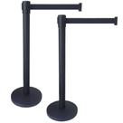 2 X Pedestal Organizador Separador de Fila Preto Com Fita Retrátil Preta 2 X Pedestal Organizador Separador de Fila Preto Com Fita Retrátil Preta