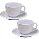 2 Xícara Caneca com Pires Branco Kit em Melamina 200ml