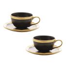 2 Xícaras De Porcelana Dubai 90ml Com Pires Café Cappuccino