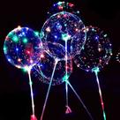 20 Balão Bubble LED Transparente Com Bastão Vareta Haste Para Festa 20 Balão Bubble LED Transparente Com Bastão Vareta Haste Para Festa