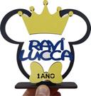 20 Centros De Mesa Mickey Realeza Rei 12cm Vazado Mdf Coroa