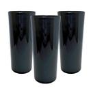 20 Copos Long Drink Acrílico Sólida Preto 330ml Festas