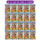 20 cx Mini Giz de Cera 5 Cores P/ Kit Festa Lembrancinha Artesanato Infantil