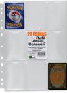 20 Folhas Fichário, Álbum Pasta 11 Furos Universal 9 Bolsos Cards Cartas Pokémon Magic Yugioh
