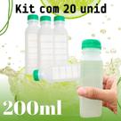 20 garrafas descartavel, 200ml lacre, quadrada, delivery, sucos, detox