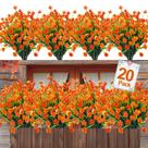 20 pacotes de flores artificiais de outono resistentes aos raios UV para ambientes externos