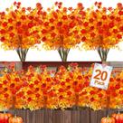 20 pacotes de flores artificiais de outono resistentes aos raios UV para ambientes externos