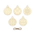 20 Peças De Bolas De Natal De Madeira Para Pintar, Decorações DIY Com Cordão, Vários Designs