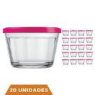 20 Pote Americano Vidro C/Tampa Cores Amlimento 600ml Nadir