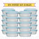 20 Pote Canelado Retangular 640ML Tampa Hermética Frutas Fit