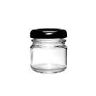 20 Pote De Vidro Redondo 40g C/ Tampa Metal Preta P/ Velas