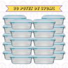 20 Pote Hermético Retangular Canelado 370ML Cor Sortida Marmita