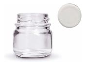 20 Potes de Vidro Geléinha Liso Redondo 40ml C/ Tampa Branca