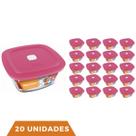 20 Potes Vidro Facilita Vap Quadrado Com Tampa 500ml Marinex