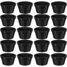 20 Ramequim Plástico 7,3cm Preto Canelado 90ml cada Molheira Pequena Uno Coza