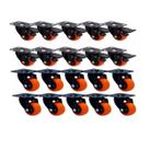 20 Rodízio 50mm Em PVC Rodinha Laranja (10 Com Trava e 10 Sem Trava)