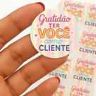 200 Etiquetas Adesivas 3x3cm Redondas Frases de Gratidão para Embalagens e Lembrancinhas - Doce