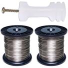 200 Isolador Parafuso Cerca Elétrica + 2 Rolo Arame Aço Inox 0,45mm