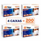 200 Máscara Cirúrgica Talge Tripla Com Elástico Kit 4 Cx Branco