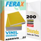 200 Papel Vinil Adesivo Dourado A4 90g - Para Impressoras Jato de Tinta - à Prova D'água 200 Papel Vinil Adesivo Dourado A4 90g - Para Impressoras Jato de Tinta - à Prova D'água