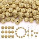 200 peças de miçangas de strass amarelo claro para fabricação de joias, argila cristalina cintilante de Natal para pulseira, colar de beisebol, fabricação de brincos e bricolage, contas redondas brilhantes de bola de discoteca Shamballa a granel