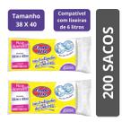 200 Sacos de Lixo Embalixo para Pia e Banheiro Perfume Neutralizador de Odores Lavanda 38x40cm