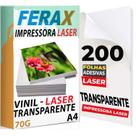 200 Vinil Adesivo Transparente 100% A4 - Para Impressora Laser 200 Vinil Adesivo Transparente 100% A4 - Para Impressora Laser