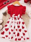 2024 verão bonito vermelho amor princesa crianças vestido de manga curta roupas de festa casuais 2024 verão bonito vermelho amor princesa crianças vestido de manga curta roupas de festa casuais