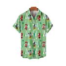 2025 Natal Novo Mickey Anime 3D Impresso Gola Masculina Camisa de Manga Curta Top Emagrecimento