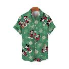 2025 Natal Novo Mickey Anime 3D Impresso Gola Masculina Camisa de Manga Curta Top Emagrecimento