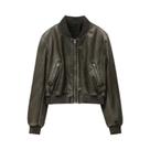 2025 novo casaco bomber de imitação de couro vintage feminino estilo feminino 2025 novo casaco bomber de imitação de couro vintage feminino estilo feminino