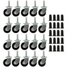 (20pçs) Rodizio Fixo Pino 6mm + Bucha 10mm Roda 32mm Preto