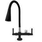 2143 C80 CORPO PRETO TPM Torneira Gourmet Bica Móvel Preta Pia Mesa Bancada Cozinha Tubo Flexível Cone Filtros 1/4 Maq Lava Louças e Roupas 3/4