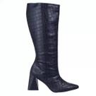 23020FPE Bota Fashion Feminina bico fino Cano Alto Casual Urbana Cor:Croco PretoTamanho:40Genero:Feminino